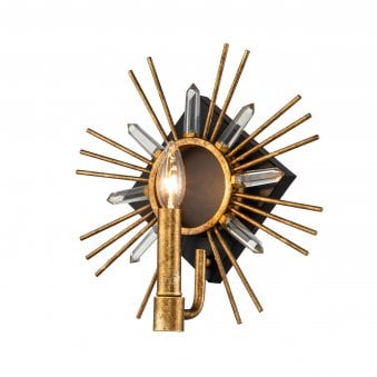 Sun King Wall Light in a Gold Leaf Finish with Cut Glass Crystals