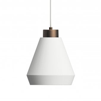 Edge Medium Single Pendant In Flat White With Bronze Detail