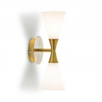 Harlekin Duo Wall Light In Brass With Frosted Glass Shade
