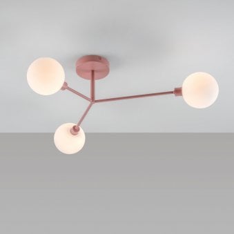 Alyssa IP44 Three Lamp G9 Semi Flush in Pink