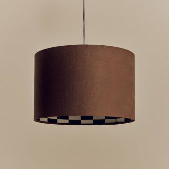 Checkered 400mm Drum Shade in Bark Brown  