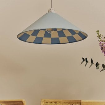 Checkered 600mm Cone Shade in Damson Blue 
