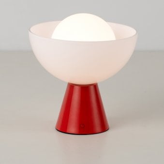 Glass Bowl Rechargeable Table Lamp in Jam Red 