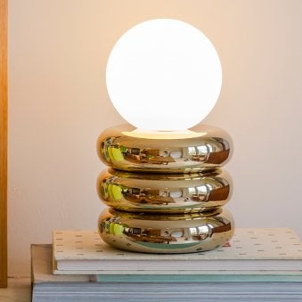 Glow Worm LED Rechargeable Table Lamp in Brass