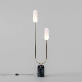 Valentina Twin G9 Floor Lamp in Brass & Marble