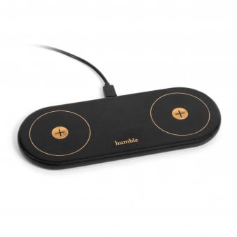 Double Qi Wireless Charger For Humble Rechargeable Lamps In Bamboo