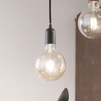 IT SP1 Single Pendant Light in Black with Matching Fabric Flex
