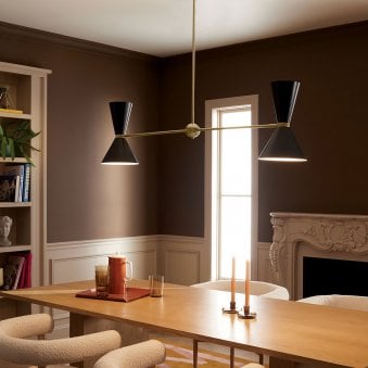Phix Two Light Up & Down Linear Pendant in Black and Champagne Bronze