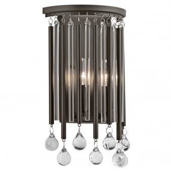 Piper 2 Light Wall Light with Espresso Rods and Clear Glass