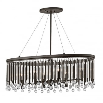 Piper Oval Chandelier Pendant with Espresso Rods and Clear Glass