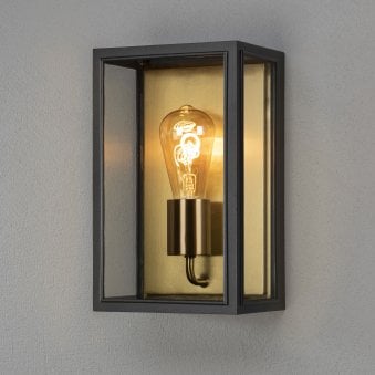 Carpi Medium IP44 Exterior Wall Light in Black & Brass