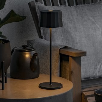 Positano IP54 USB Charged Round LED Table Light in Black