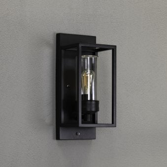 Trani IP44 Exterior Dusk Till Dawn Sensor Wall Light in Black