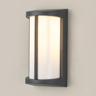 Abbeystead IP54 Exterior Wall Light in Dark Grey with Opal Diffuser