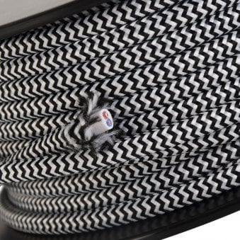 Abode Black & White Wave Stripes Braided Cable 2 Core 0.75mm