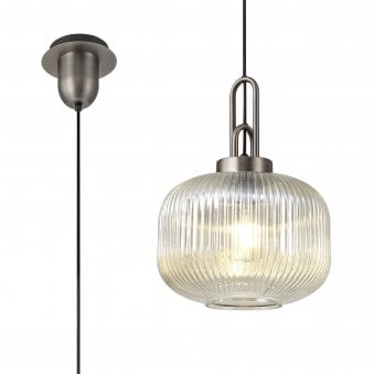 Atherington Pumpkin Pendant in Antique Silver & Champagne Shade