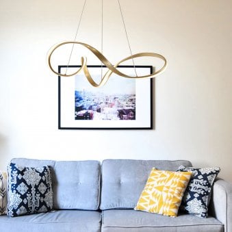 Beaford Large 42W LED Pendant in Sand Gold