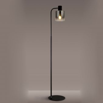 Belstone Large Floor Lamp in Black & Chrome with Smoke Fade Glass