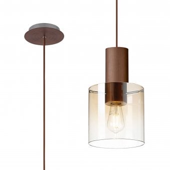 Belstone Single Drop Pendant in Mocha with Amber Fade Glass