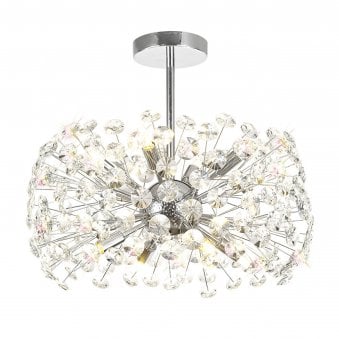 Bridestowe 8 Lamp Semi Flush Ceiling Light in Polished Chrome & Clear Crystal