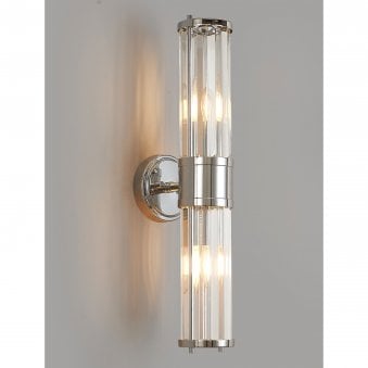 Caistor IP44 Up & Down Wall Light in Polished Chrome with Clear Crystal Rods