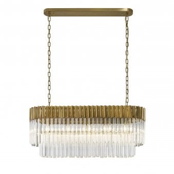 Kentisbeare 1000mm Linear Chandelier in Brass & Clear Glass