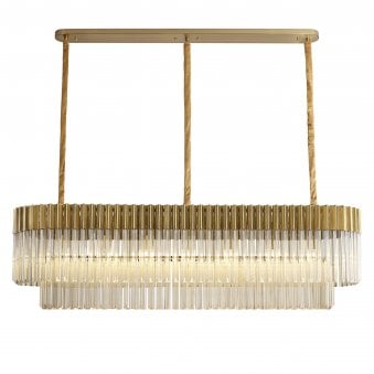 Kentisbeare 1500mm Linear Chandelier in Brass & Cognac Glass