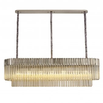 Kentisbeare 1500mm Linear Chandelier in Polished Nickel & Cognac Glass