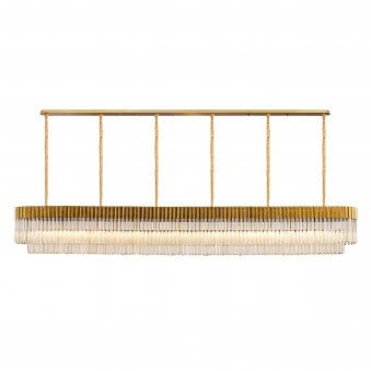 Kentisbeare 3000mm Linear Chandelier in Brass & Cognac Glass