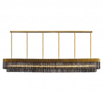 Kentisbeare 3000mm Linear Chandelier in Brass & Smoked Glass