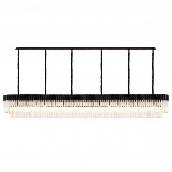 Kentisbeare 3000mm Linear Chandelier in Matt Black & Clear Glass