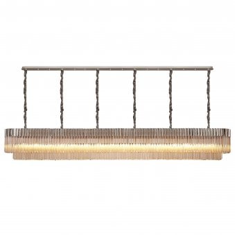 Kentisbeare 3000mm Linear Chandelier in Polished Nickel & Cognac Glass