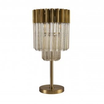 Kentisbeare Table Lamp in Brass & Cognac Glass