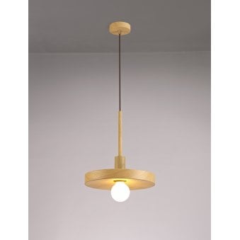 Loxbeare E27 Ceiling Pendant in Wood Effect Finish