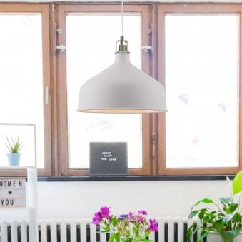 Modbury 300mm Pendant Light in Textured White and Satin Nickel