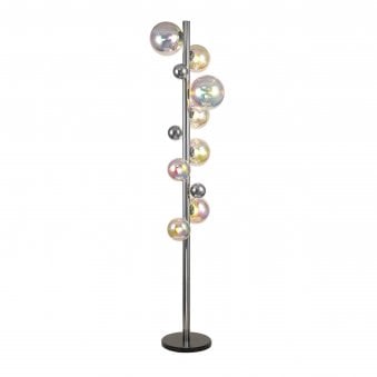 Ridge 8 Light Floor Lamp in Polished Chrome with Iridescent Glass