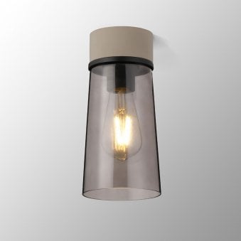 Sector Ceiling Light in Terrazzo Marble & Small Cylindrical Cone Smoke Glass