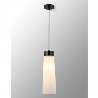 Sector Pendant in Black Marble & Large Opal Cylindrical Cone Glass