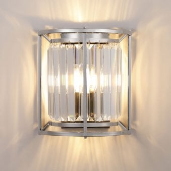 Torrington Wall Light in Polished Nickel with Clear Crystals