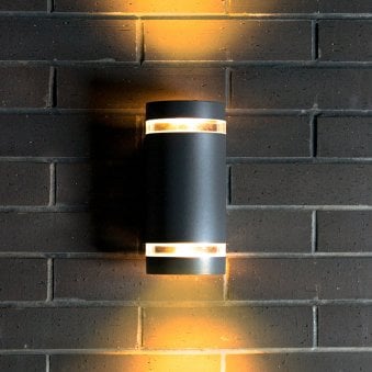 Focus Dusk Til Dawn Up and Down IP44 Outdoor Wall Light In Matt Black  