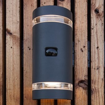 Focus PIR Up and Down IP44 Outdoor Wall Light In Dark Grey 