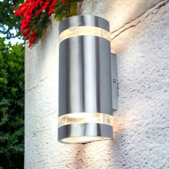 Focus Up and Down IP44 Outdoor Wall Light in Stainless Steel 
