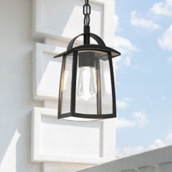 Kelsey Clear Glass Exterior Pendant in Black