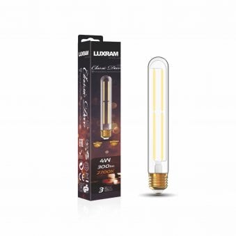 Classic Deco E27 Dimmable Warm White Straight Filament LED 185mm Tube 4W 2700K 300lm