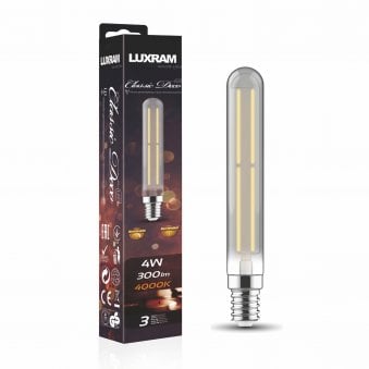 Classic Deco Smoked E14 Dimmable Neutral White Straight Filament LED 185mm 4W 4000K 300lm
