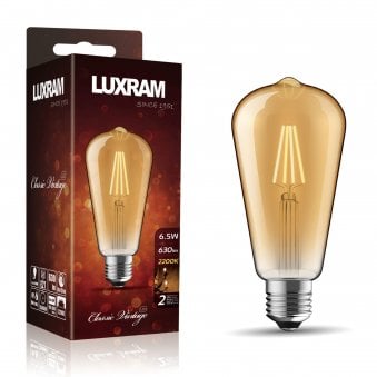 Vintage E27 Rustica Extra Warm White Pear Shaped Gold LED 6.5W 630lm 2200K