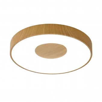 Coin Remote Control 80W LED Round Ceiling Light In Wood Effect