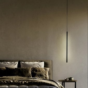 Torch Vertical LED Pendant In Sand Black