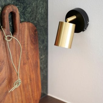 Explore Plugged Adjustable Wall Spotlight In Black & Brass
