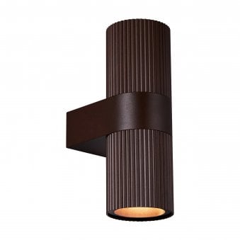 Kyklop Ripple Outdoor IP54 Up and Down Wall Light in Rusty Brown